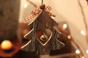 christmas wooden ornaments with bell