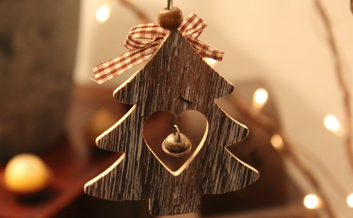 christmas wooden ornaments with bell