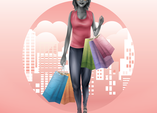 woman shopping with shopping bags